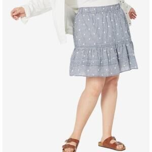 Madewell Embroidered Tiered Pull on Mini Skirt in Blue Gingham check Size 4x
